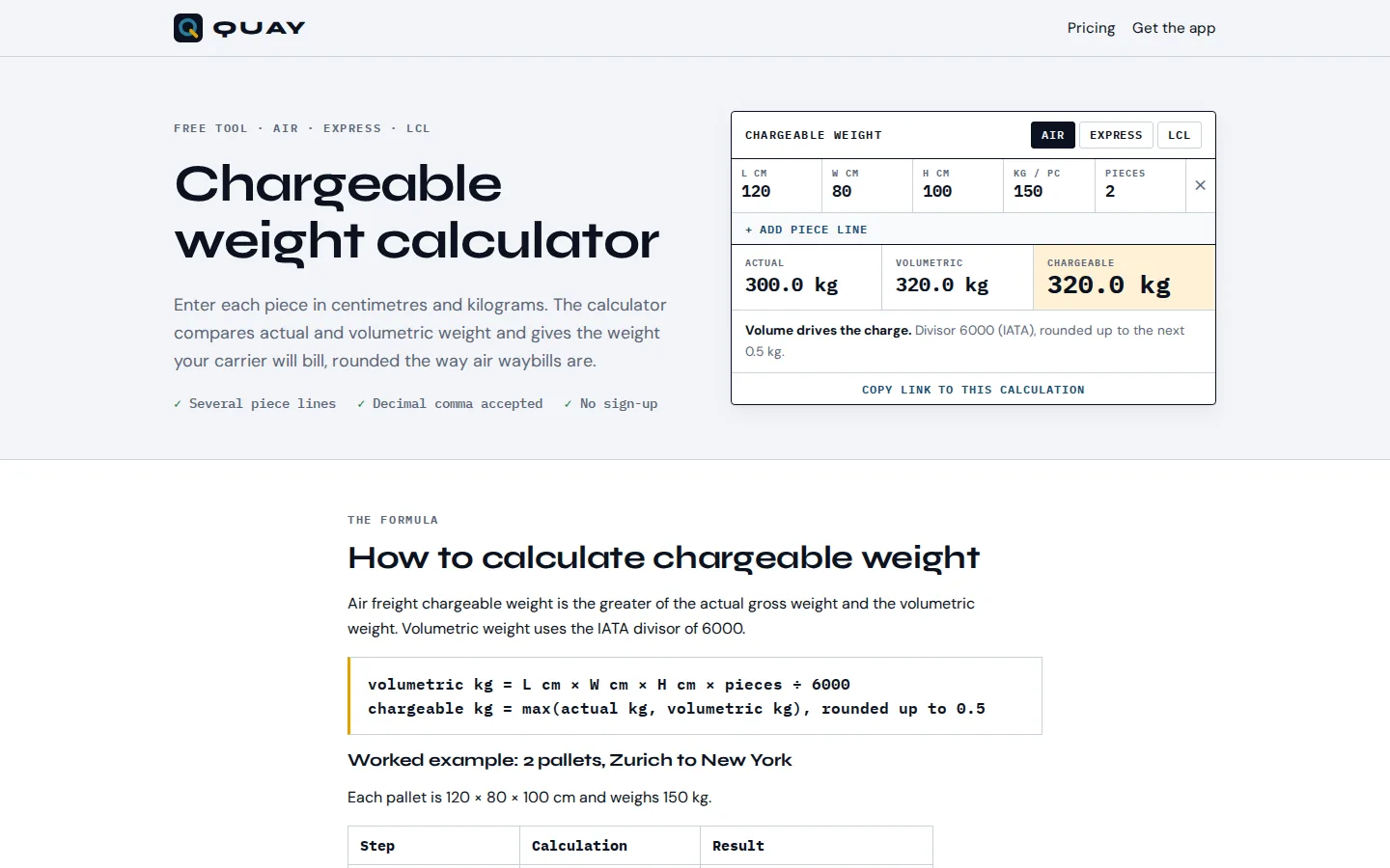 Calculateur de poids taxable : dimensions, poids réel, poids volumétrique et poids facturé