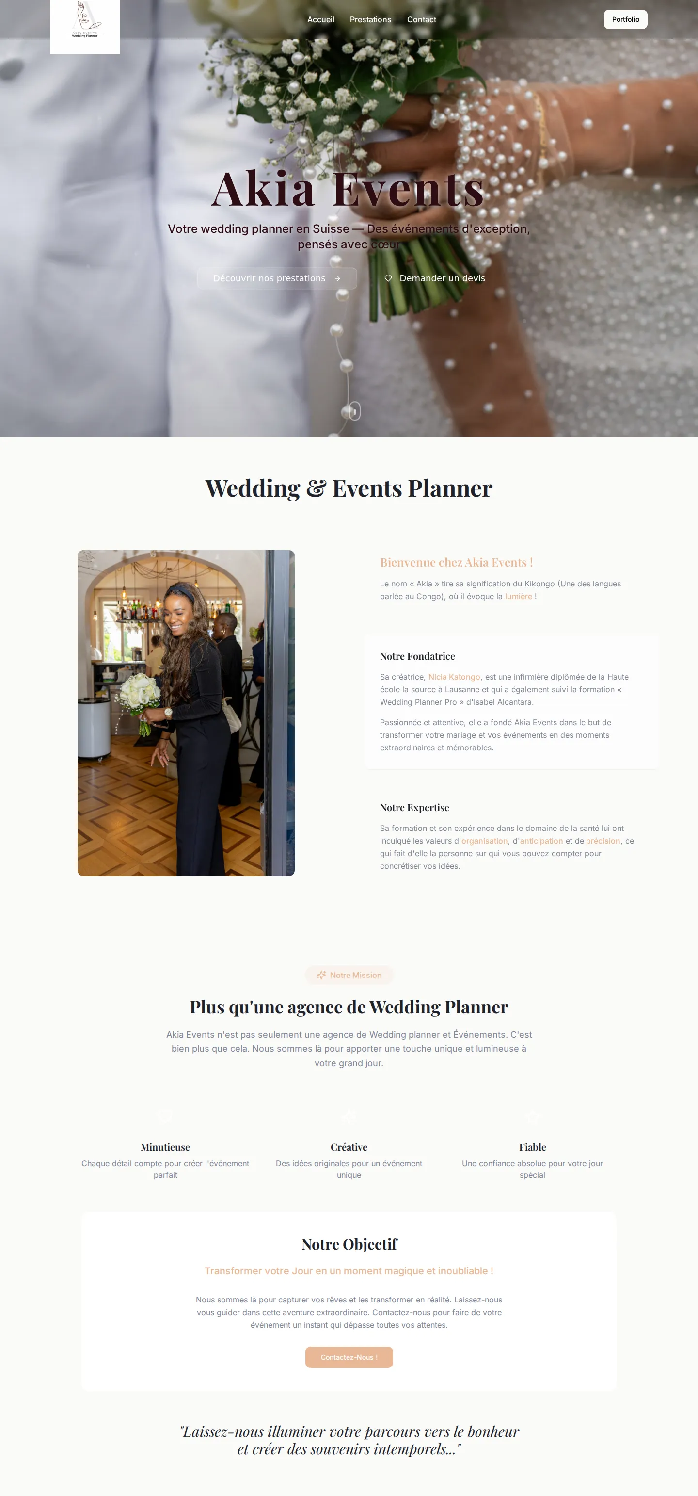 Ancien site Akia Events — design Lovable générique