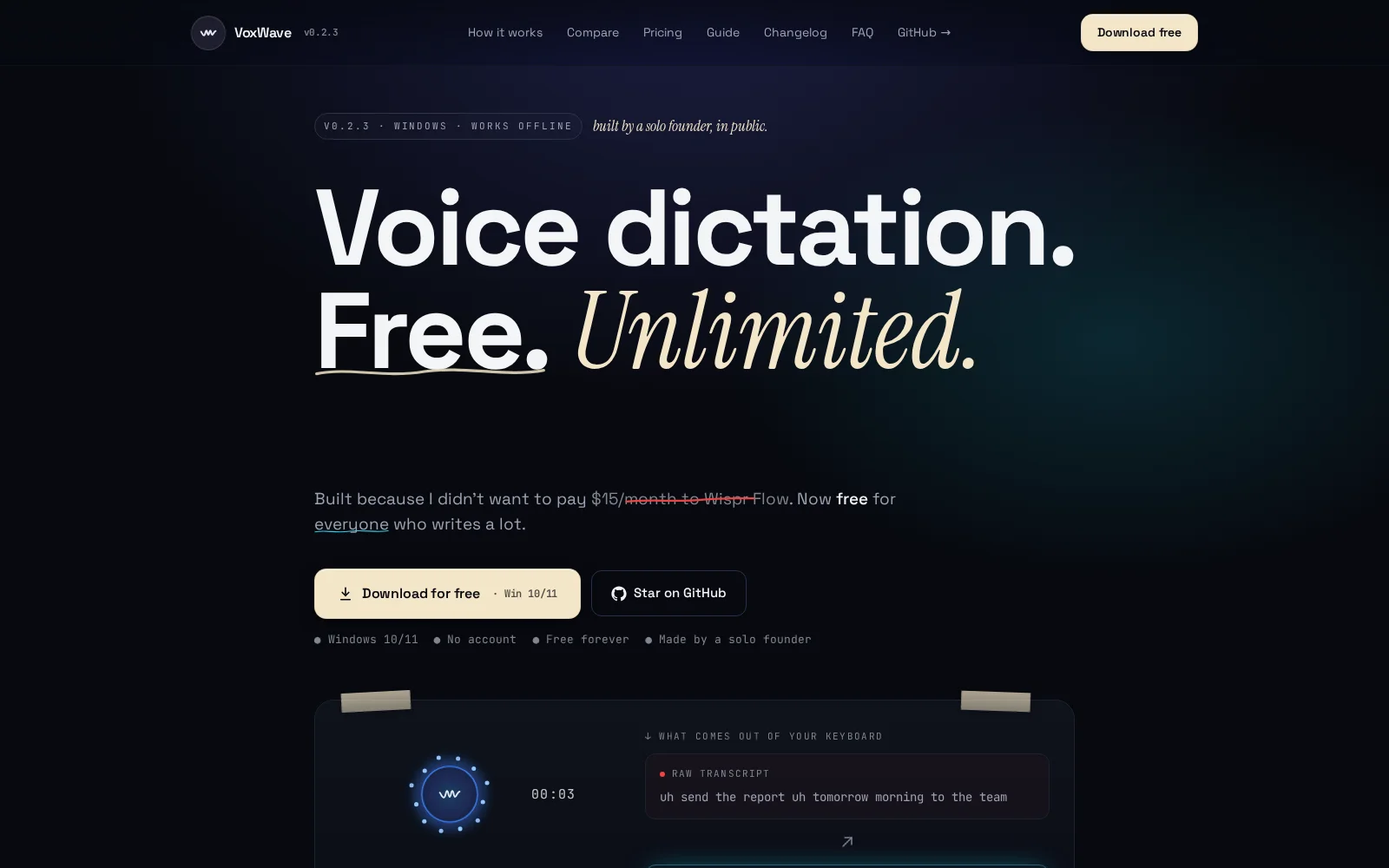 Site VoxWave · application de dictée vocale gratuite